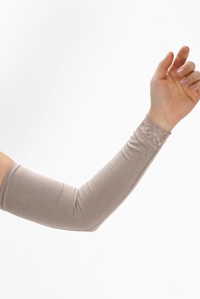 Tesettür giyim VİZON 40055 DANTELLİ KOLLUK - ALVİNA