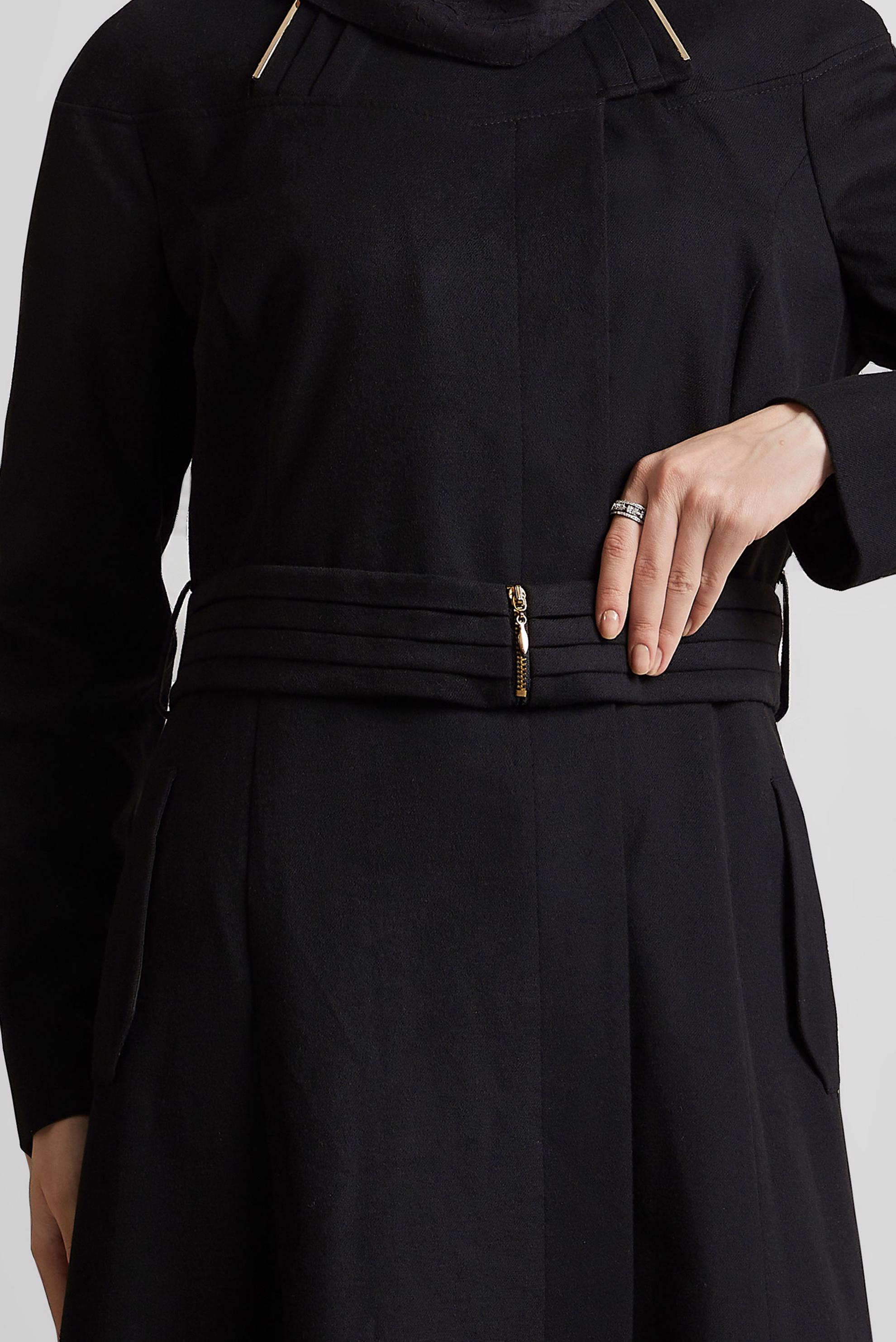 Tesettür giyim SİYAH GİZLİ DÜĞMELİ MANTO 9267