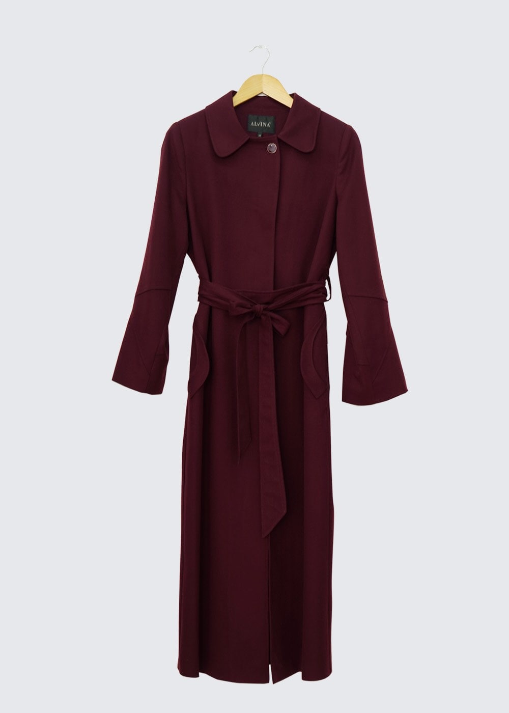 Tesettür giyim BORDO CEPLİ TESETTÜR MANTO 9302