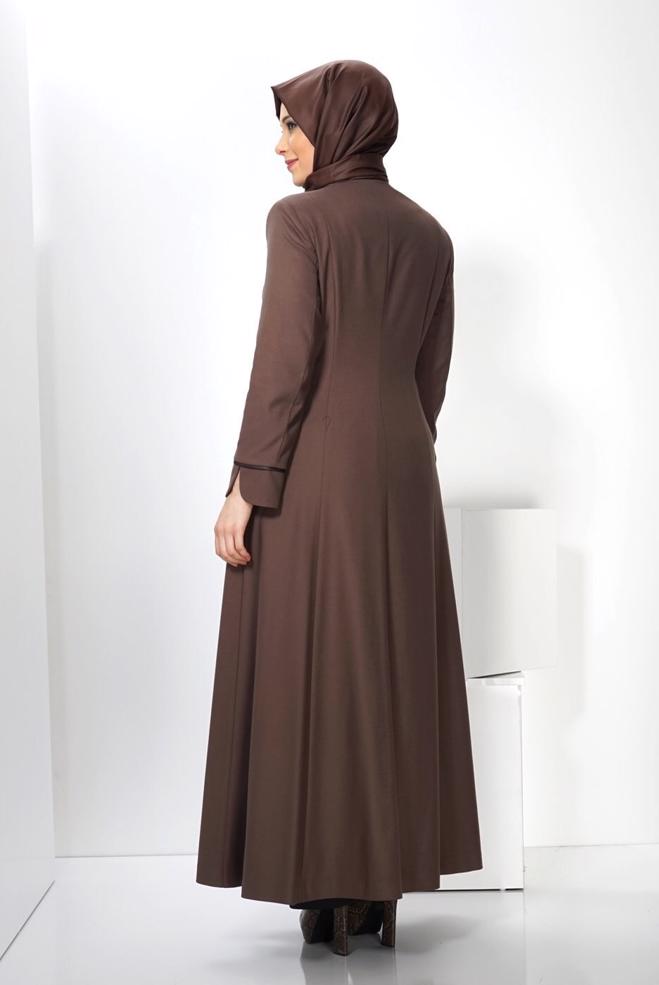 Hijab clothing MINK OVERCOAT WITH POCKET DETAIL 9312 - ALVİNA