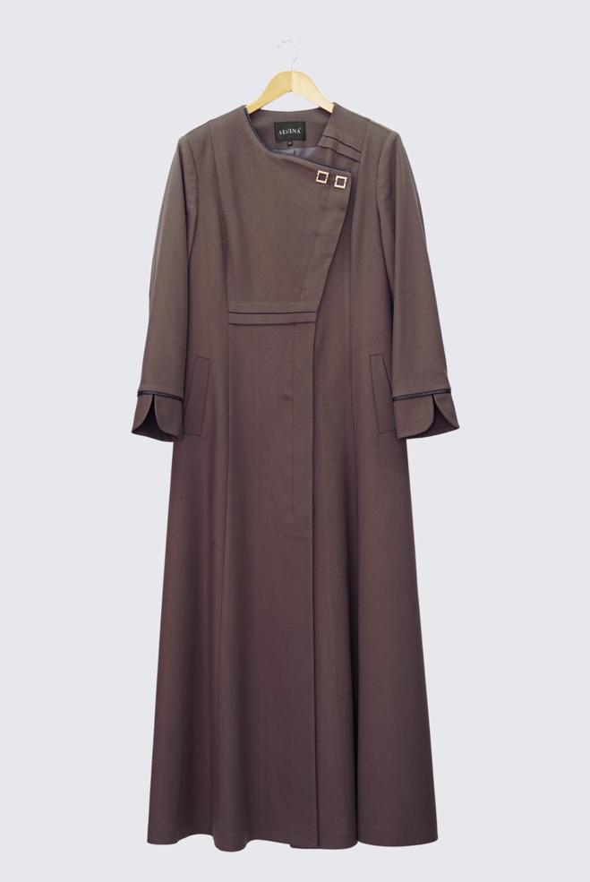 Hijab clothing MINK OVERCOAT WITH POCKET DETAIL 9312 - ALVİNA