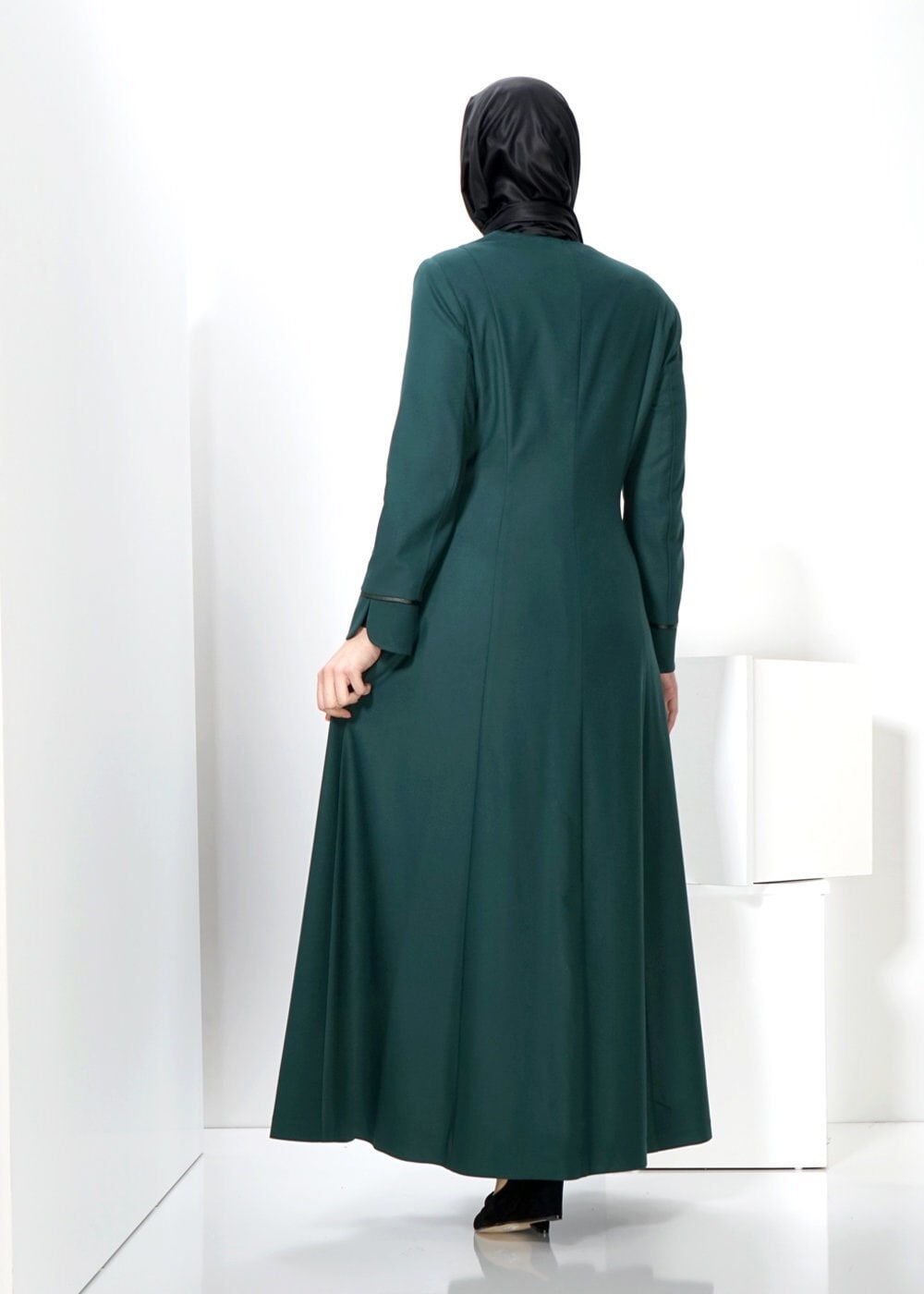 Vêtements hijab VERT MANTEAU AVEC DÉTAIL DE POCHE 9312