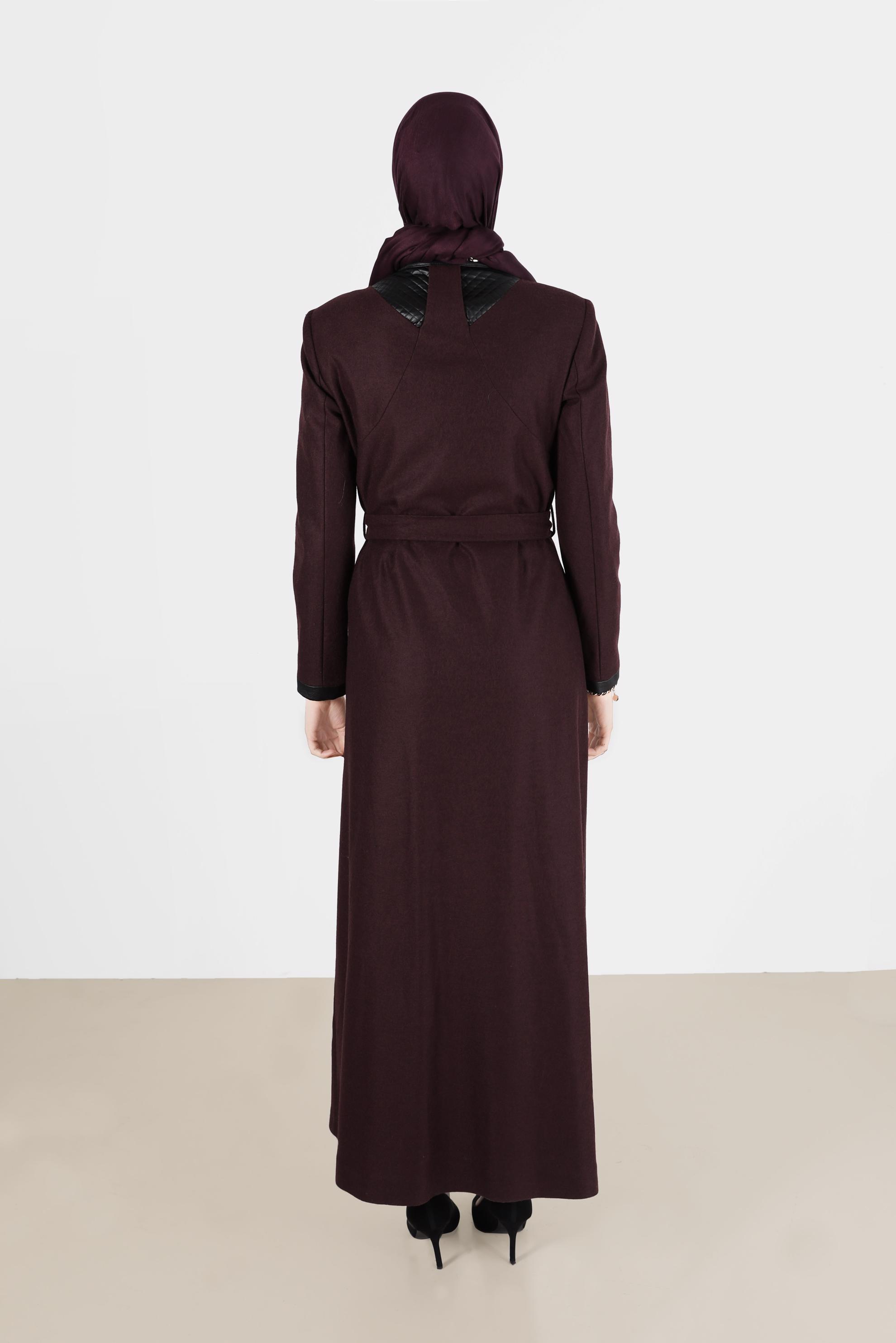 Vêtements hijab PRUNE MANTEAU MODESTE À FERMETURE ÉCLAIR 9336