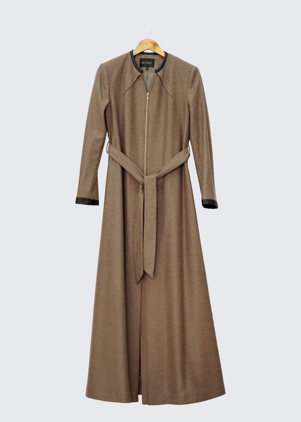 Tesettür giyim VİZON FERMUARLI TESETTÜR MANTO 9336