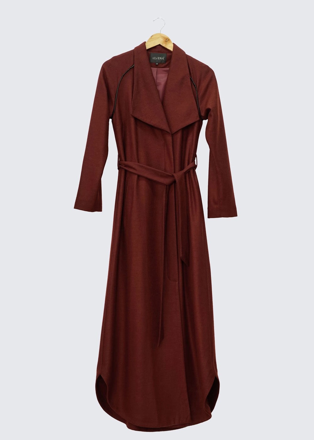 Tesettür giyim BORDO CEP DETAYLI MANTO 9337