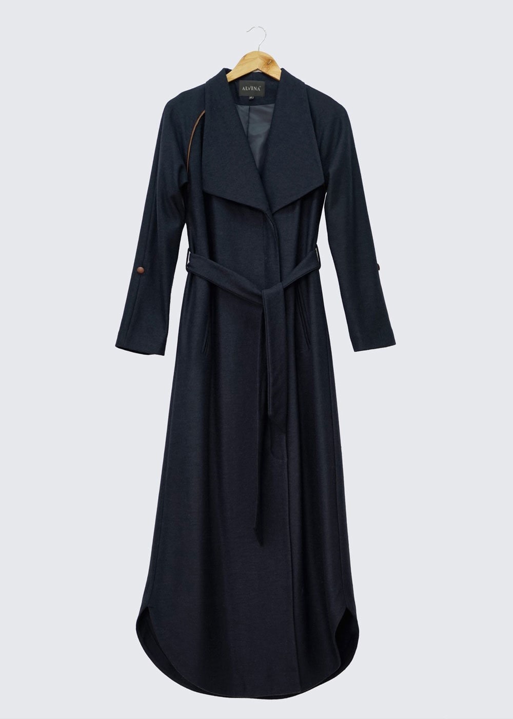 Tesettür giyim LACİVERT CEP DETAYLI MANTO 9337