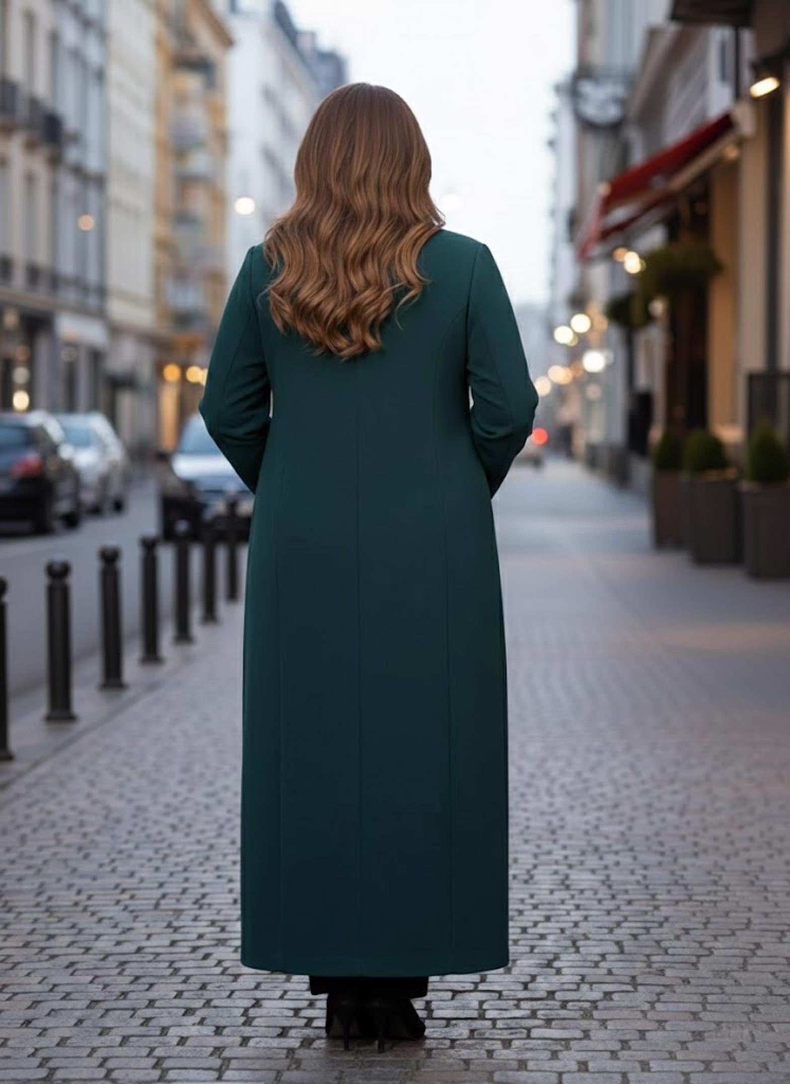 Tesettür giyim MAVİ BÜYÜK BEDEN DÜZ MANTO 9339