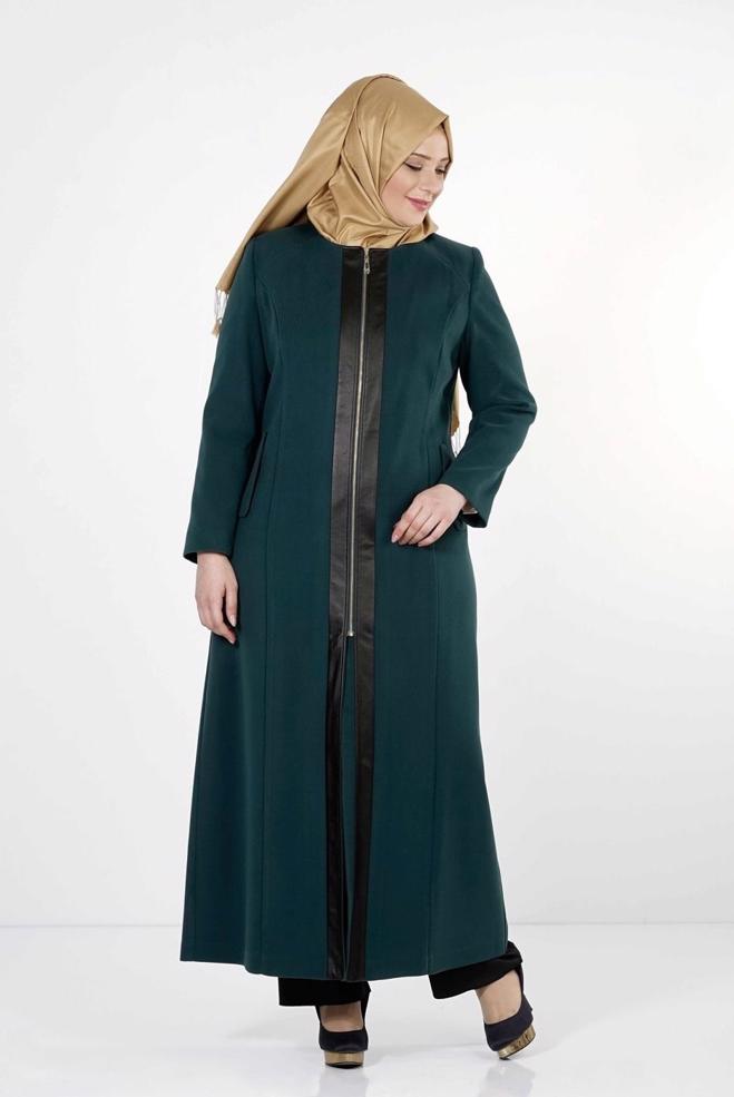 Hijab clothing BLUE PLUS SIZE OVERCOAT 9339 - ALVİNA