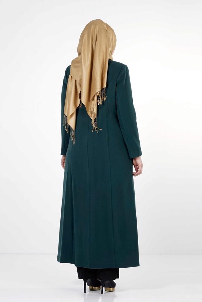 Hijab clothing BLUE PLUS SIZE OVERCOAT 9339 - ALVİNA