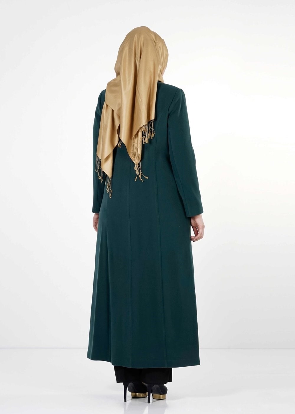 Tesettür giyim MAVİ BÜYÜK BEDEN DÜZ MANTO 9339