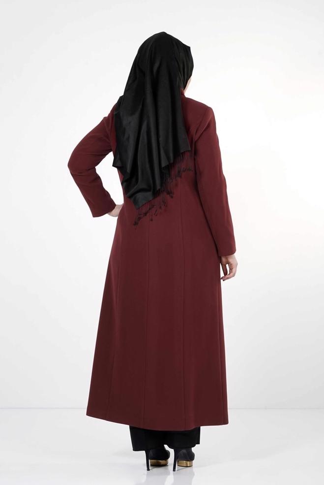 Hijab clothing CLARET RED PLUS SIZE OVERCOAT 9339 - ALVİNA