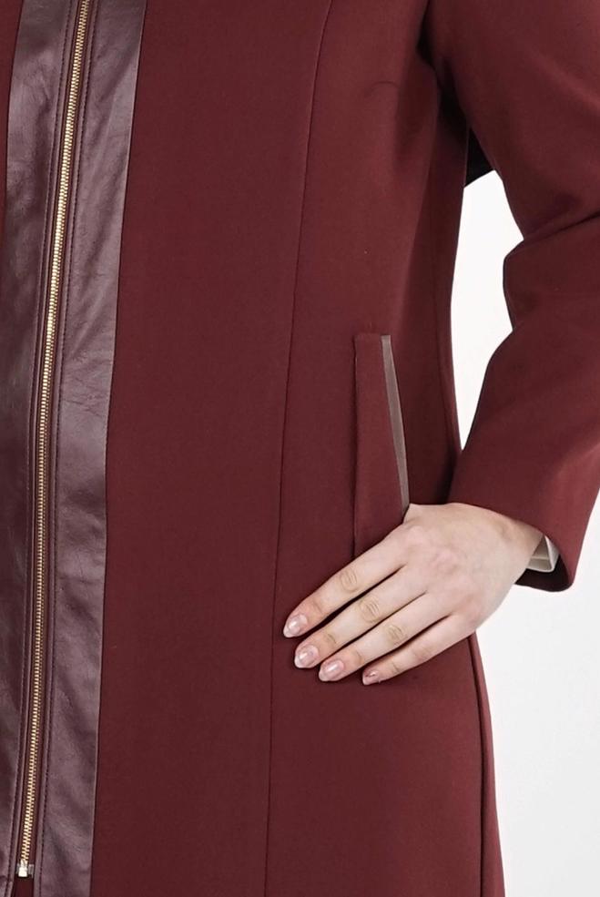 Hijab clothing CLARET RED PLUS SIZE OVERCOAT 9339 - ALVİNA