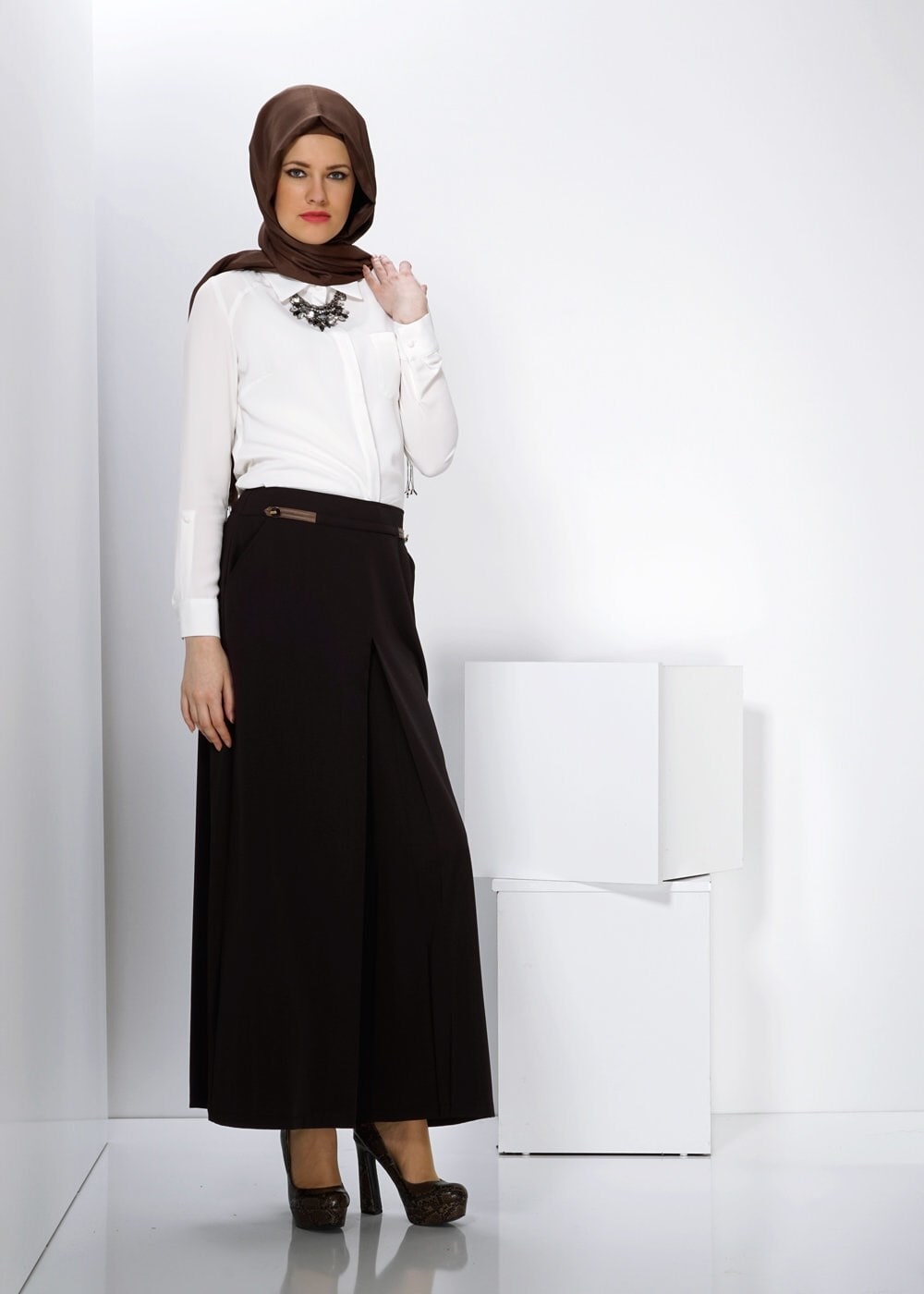 Tesettür giyim KAHVE 7774 PANTOLON 