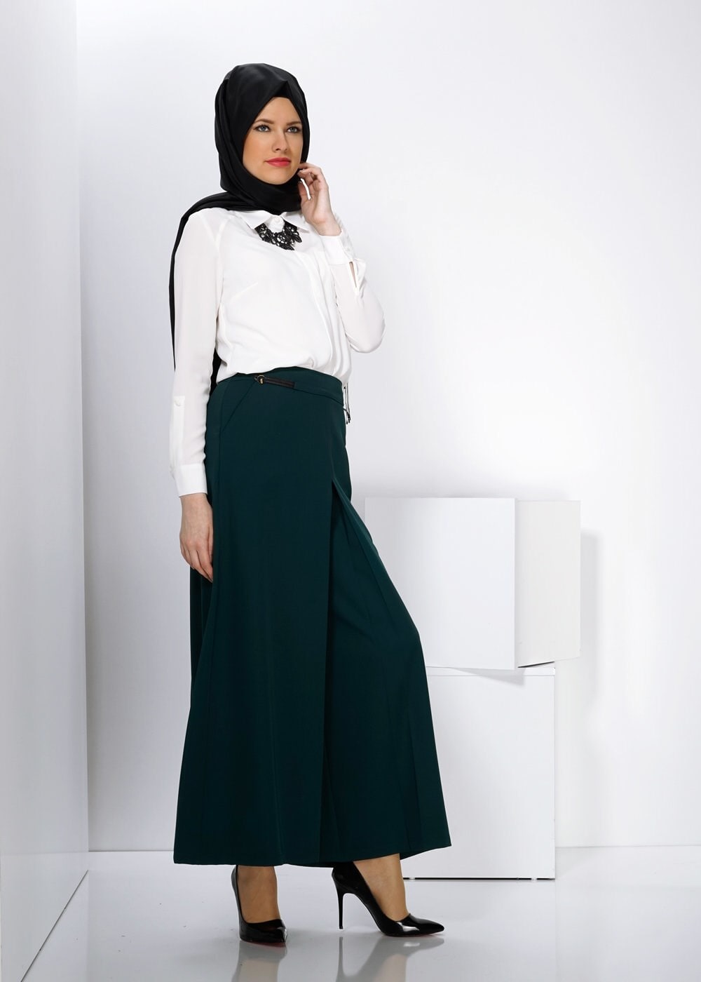 Tesettür giyim YEŞİL 7774 PANTOLON 