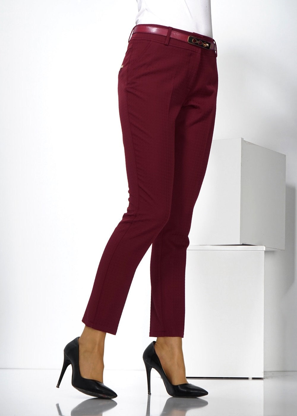 Tesettür giyim BORDO KLASİK KESİM PANTOLON 7780