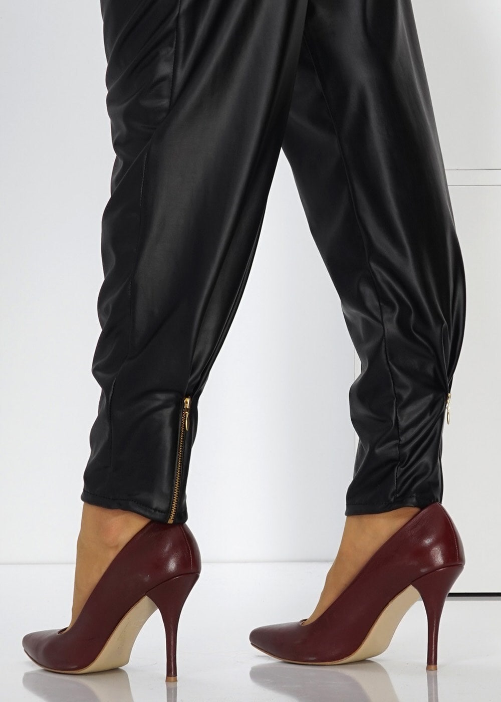 Tesettür giyim SİYAH PAÇASI FERMUARLI ŞALVAR KESİM PANTOLON 7799 