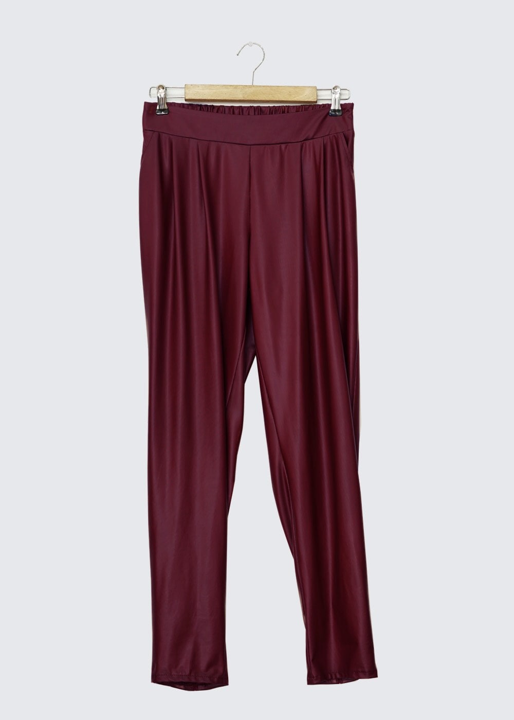 Tesettür giyim BORDO PAÇASI FERMUARLI ŞALVAR KESİM PANTOLON 7799 