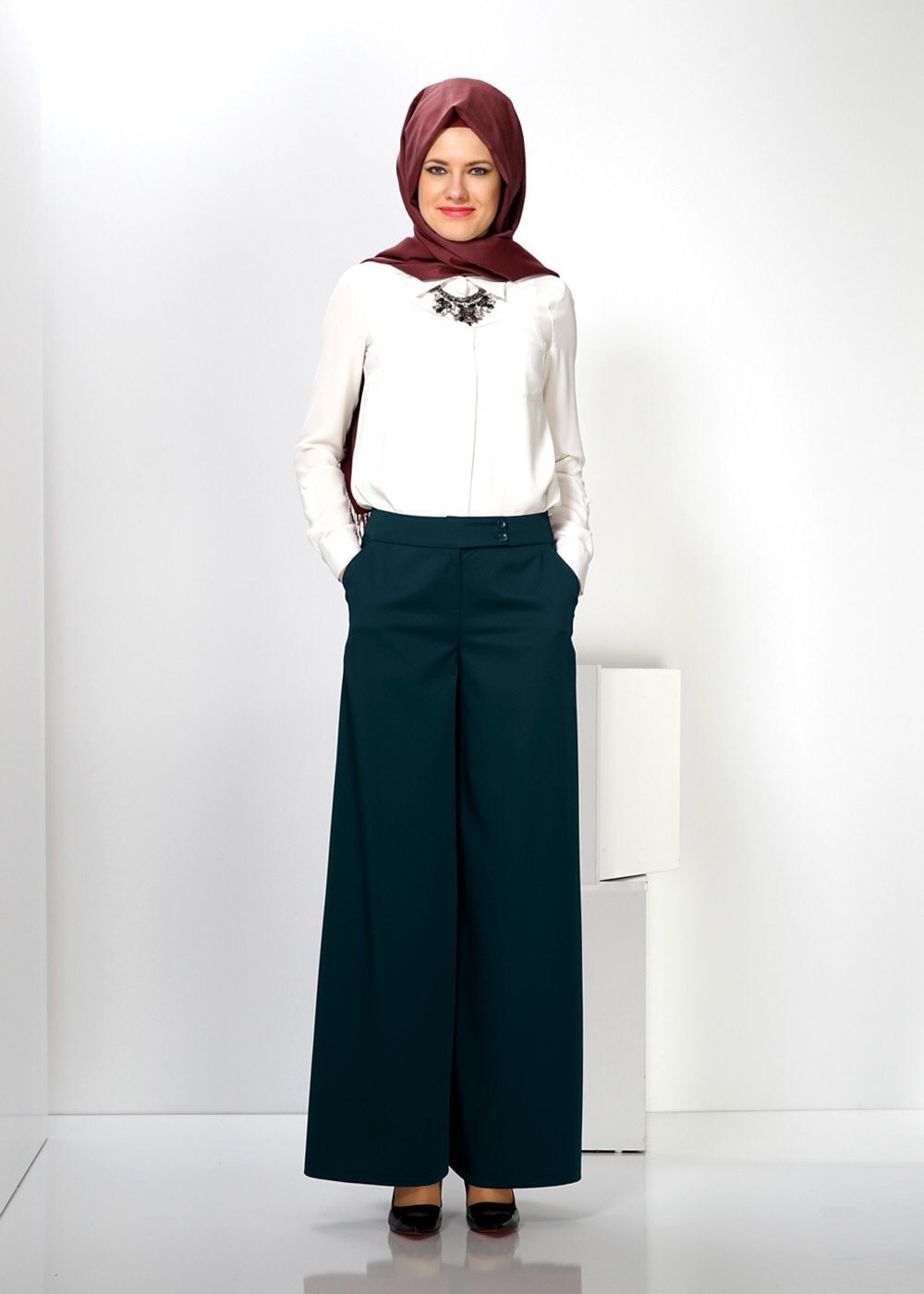 Tesettür giyim YEŞİL 7804 PANTOLON 