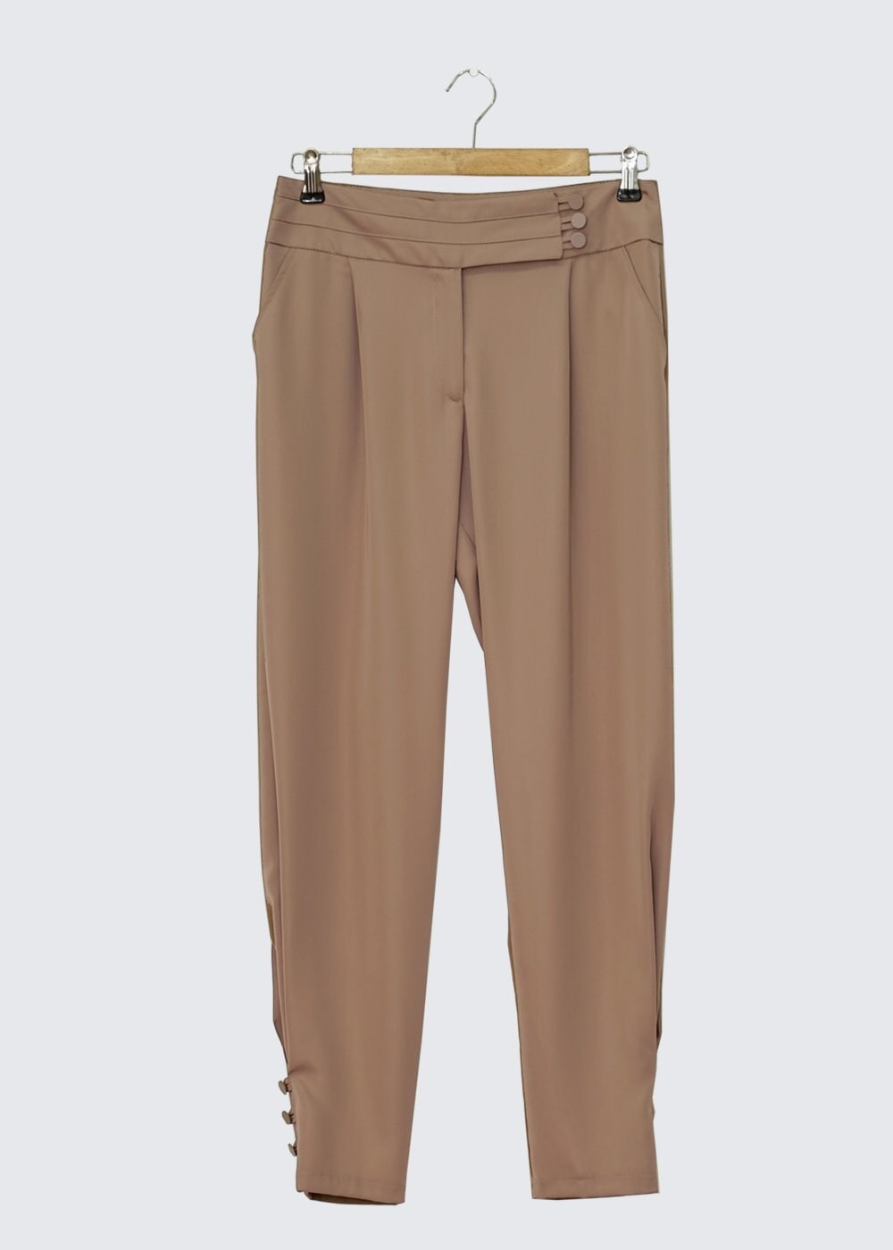 Tesettür giyim KAHVE PAÇASI DÜĞME DETAYLI ŞALVAR KESİM PANTOLON 7806