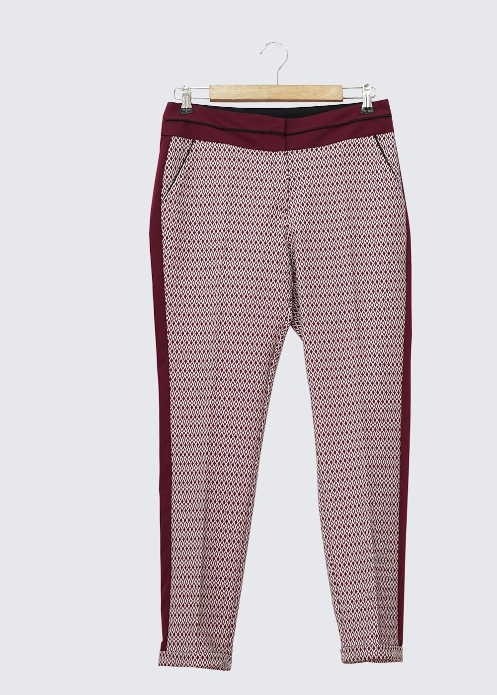 Tesettür giyim BORDO ETNİK DESENLİ PANTOLON 7807