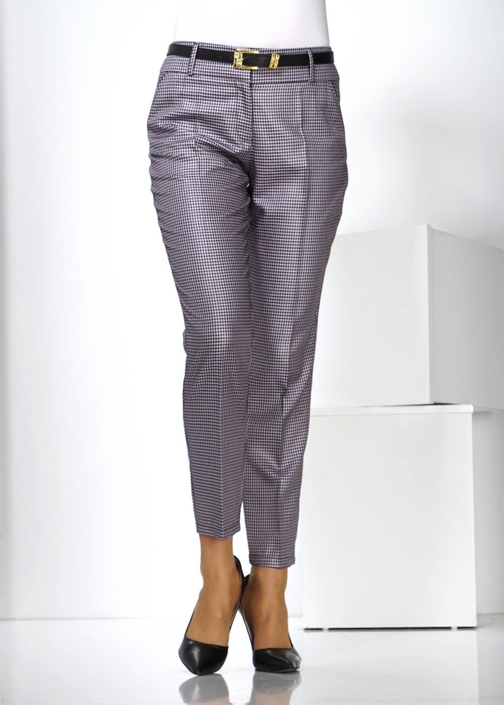 Tesettür giyim MOR PÖTİKARE DESENLİ PANTOLON 7808 