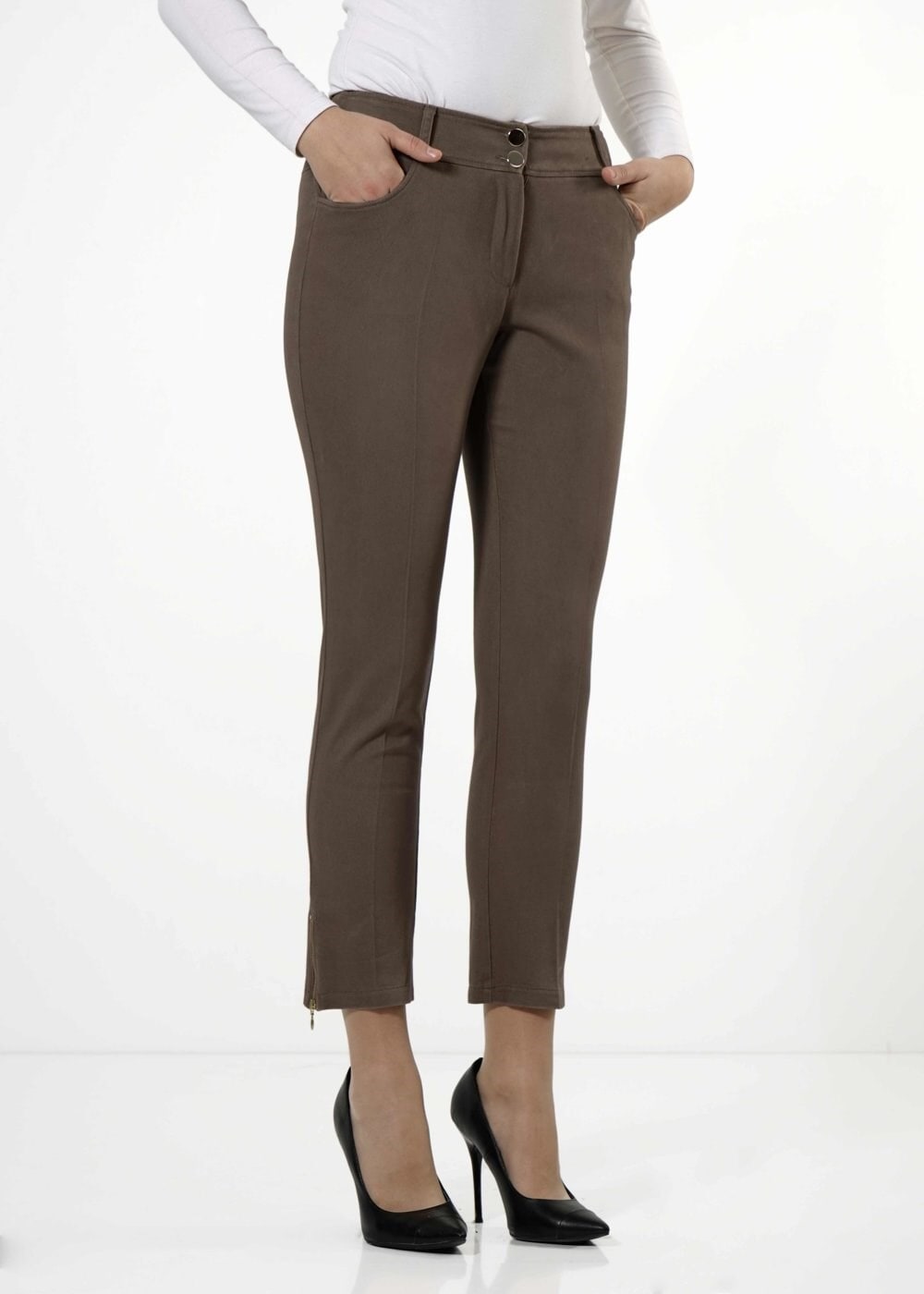 Tesettür giyim VİZON PAÇASI FERMUAR DETAYLI PANTOLON 7812 