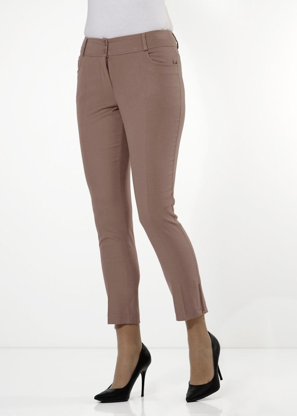 Tesettür giyim BEJ PAÇASI FERMUAR DETAYLI PANTOLON 7814