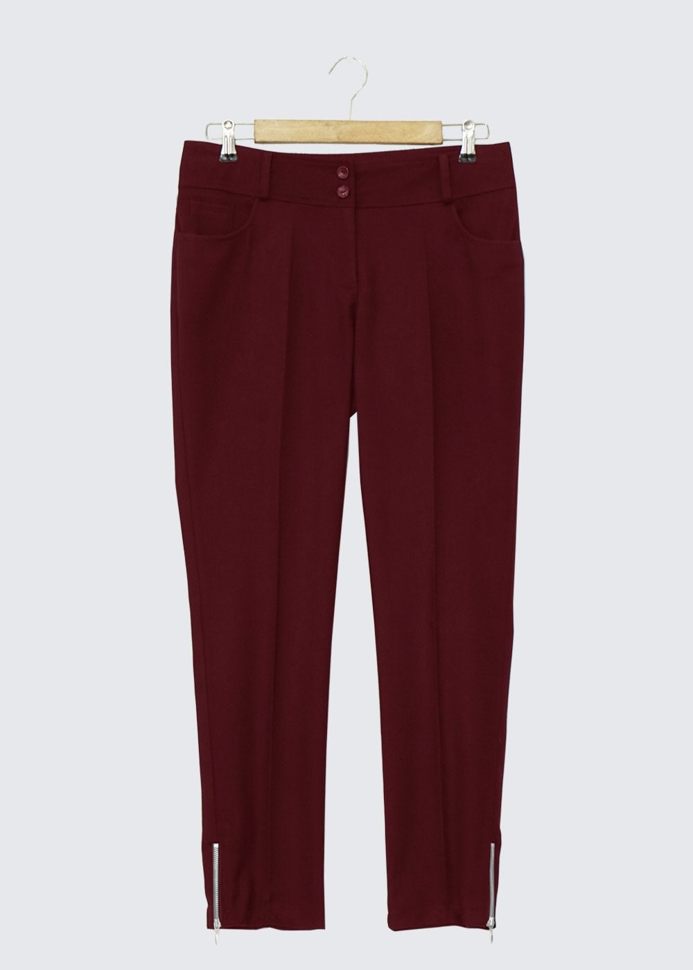 Tesettür giyim BORDO PAÇASI FERMUAR DETAYLI PANTOLON 7813-1