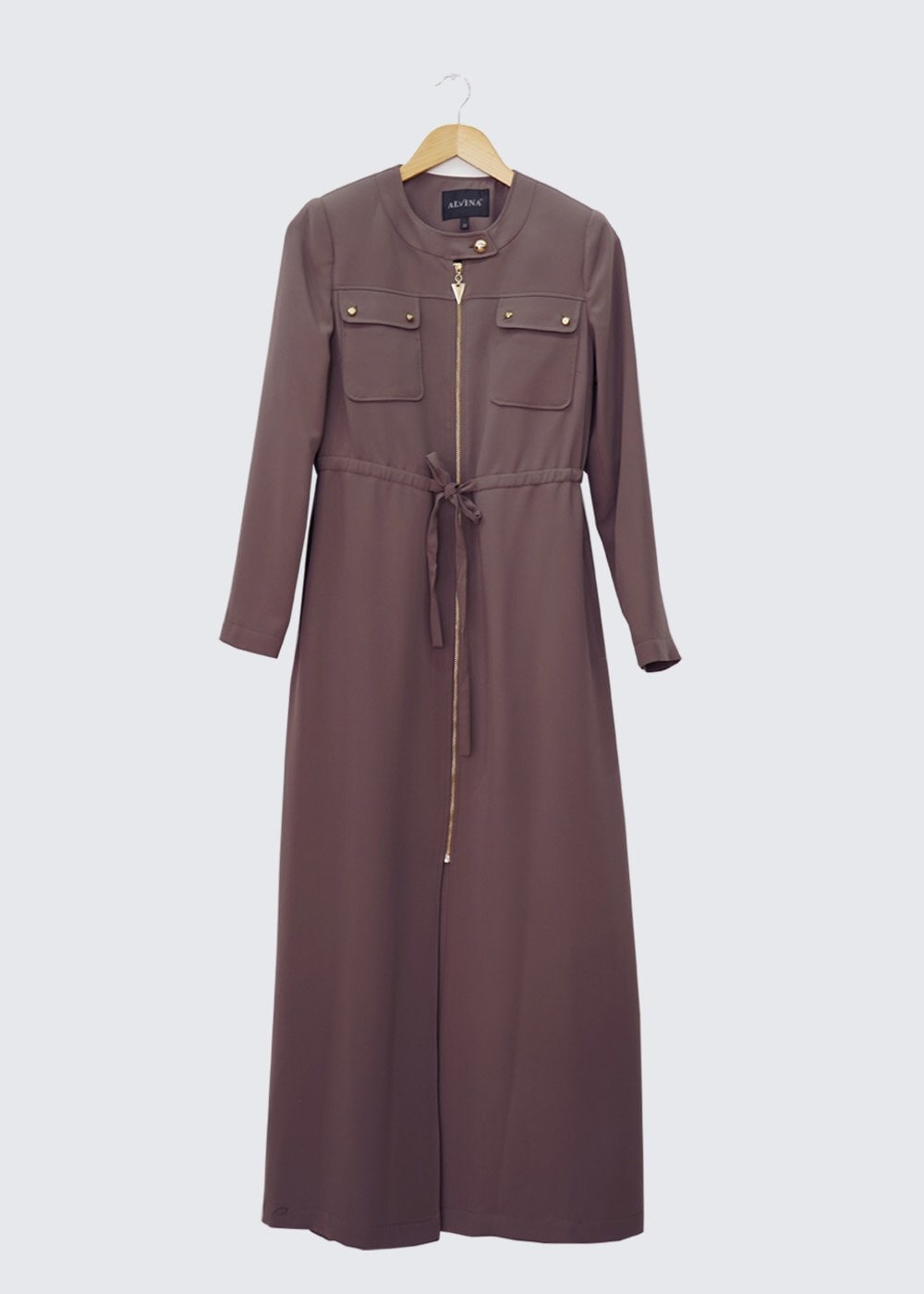 Tesettür giyim VİZON BAĞCIK DETAYLI PARDESÜ 1343