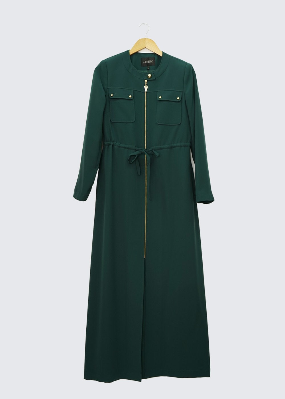 Tesettür giyim YEŞİL BAĞCIK DETAYLI PARDESÜ 1343