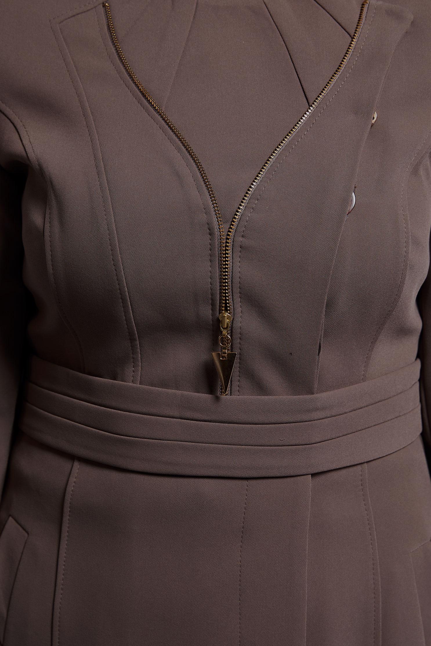 Tesettür giyim VİZON FERMUAR DETAYLI PARDESÜ 1349 