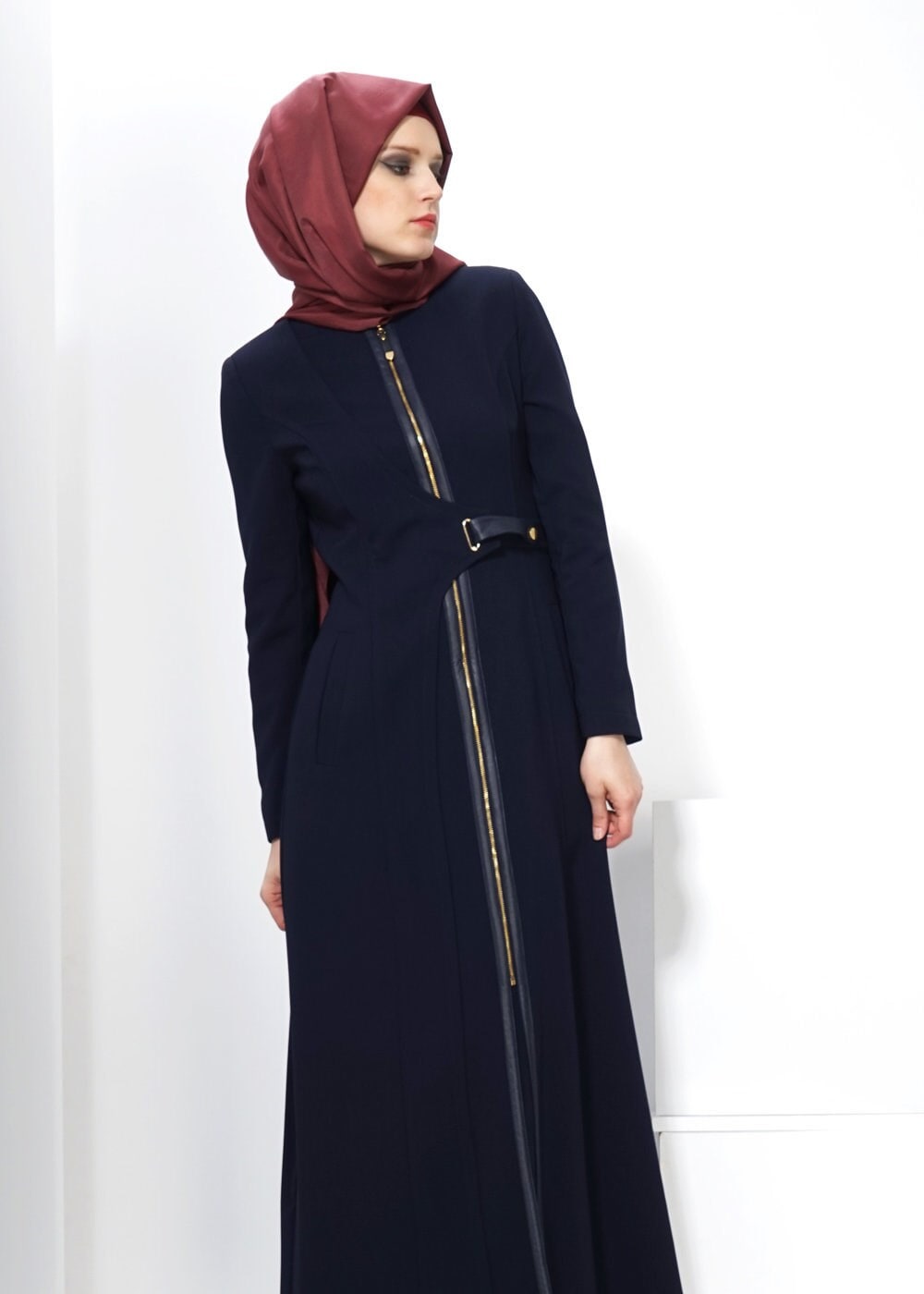 Tesettür giyim LACİVERT FERMUARLI PARDESÜ 1350
