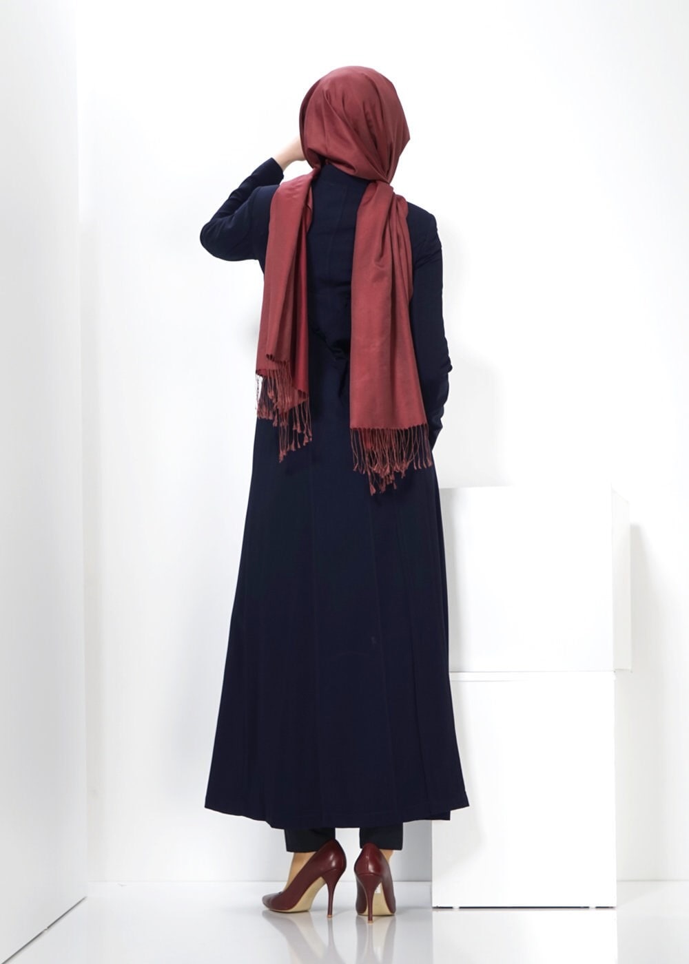 Tesettür giyim LACİVERT FERMUARLI PARDESÜ 1350