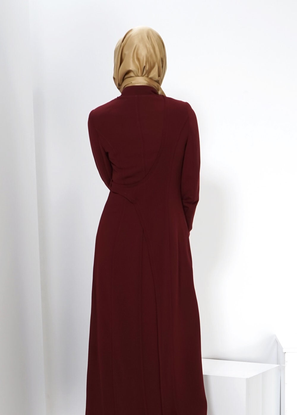 Tesettür giyim BORDO FERMUARLI PARDESÜ 1350