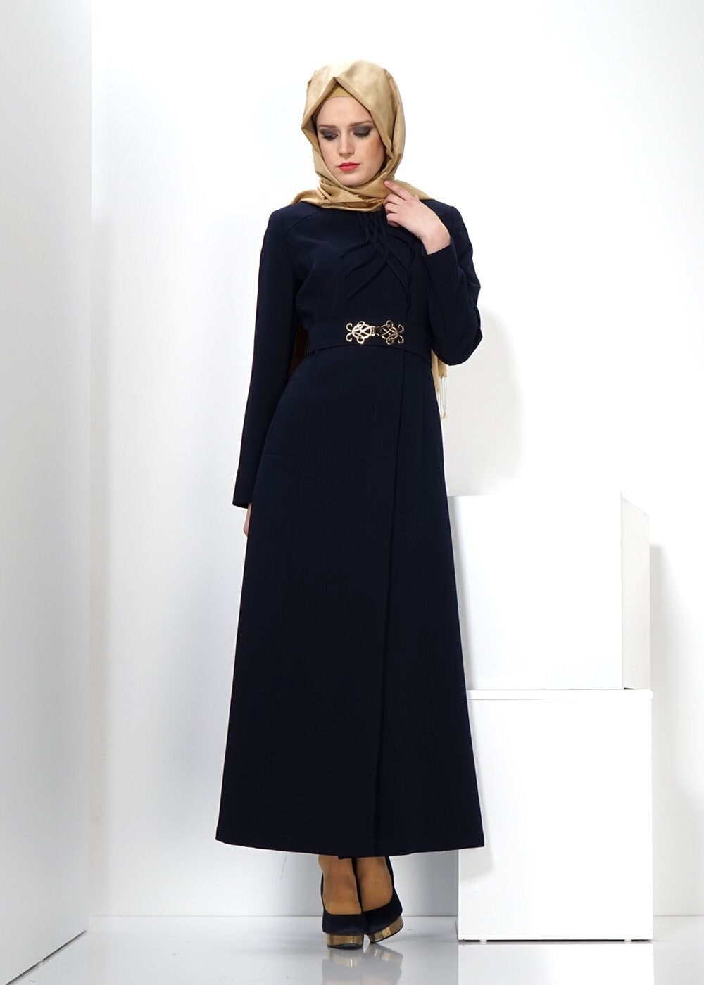 Tesettür giyim LACİVERT 1355 PARDESÜ