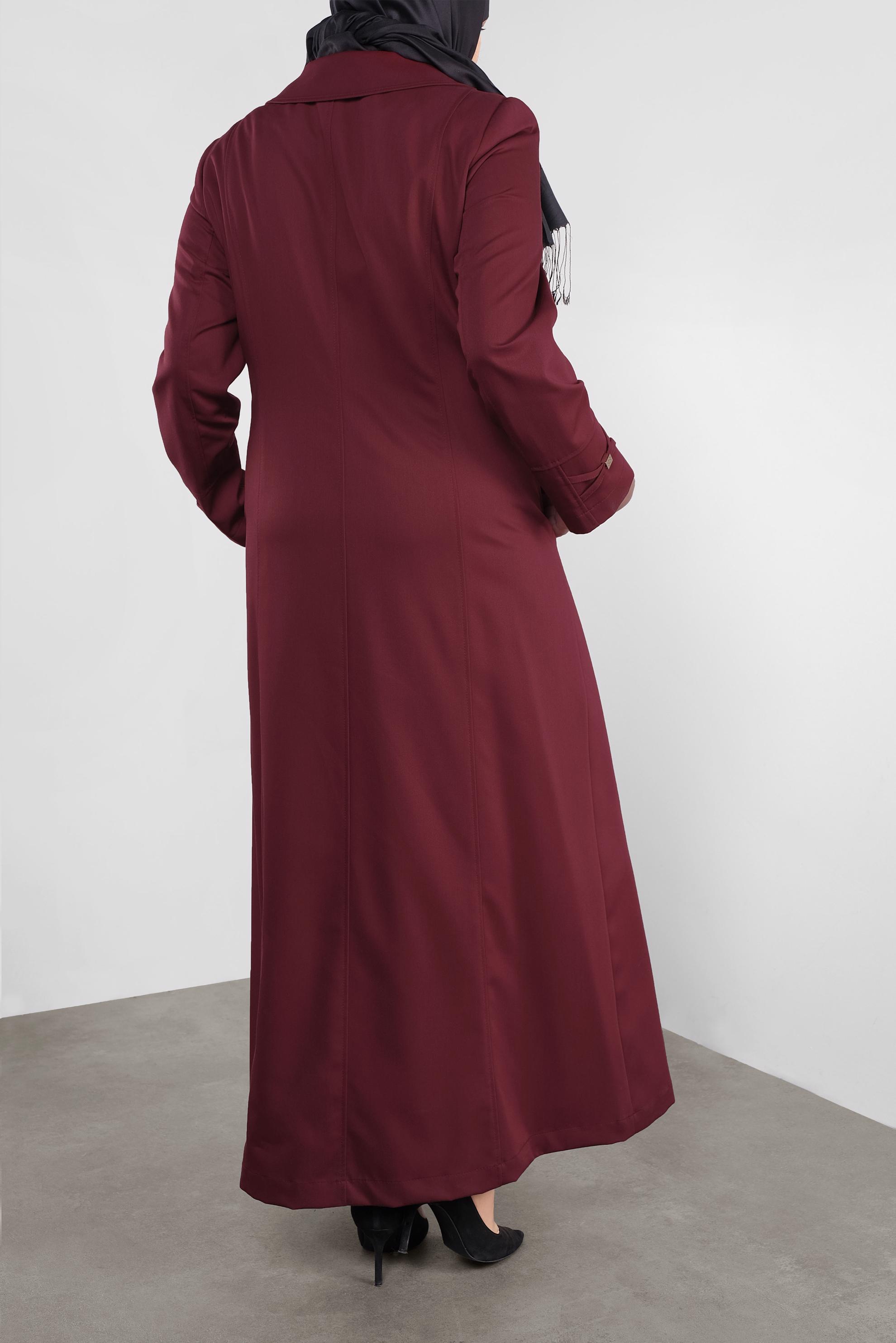 Vêtements hijab ROUGE BORDEAUX PARDESSUS ZIPPÉ 1356 