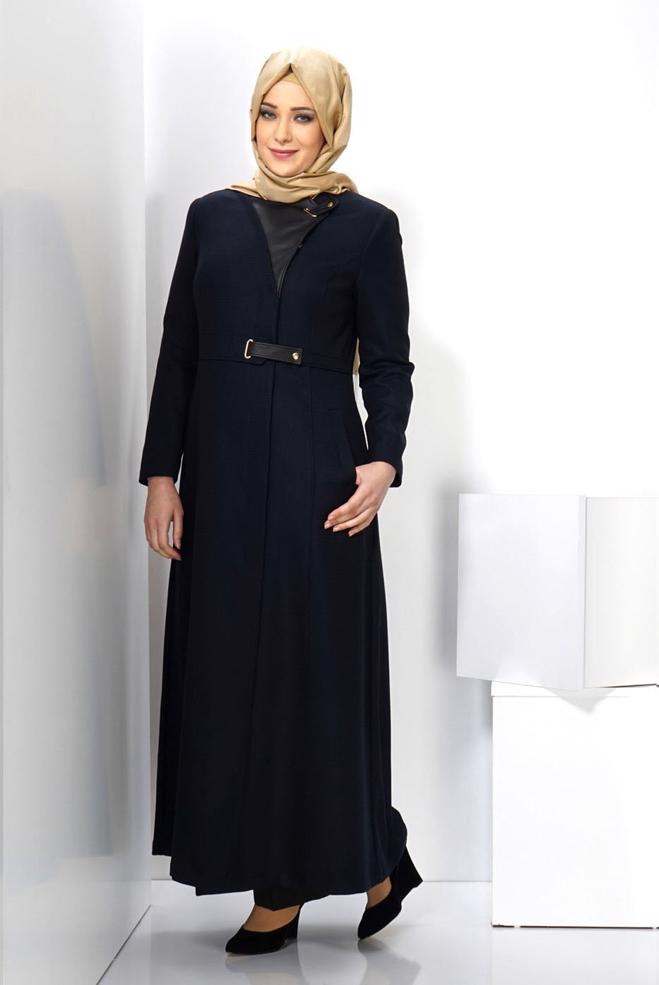 Vêtements hijab BLEU MARINE PARDESSUS AGRAFE À DEVANT 1358  - ALVİNA