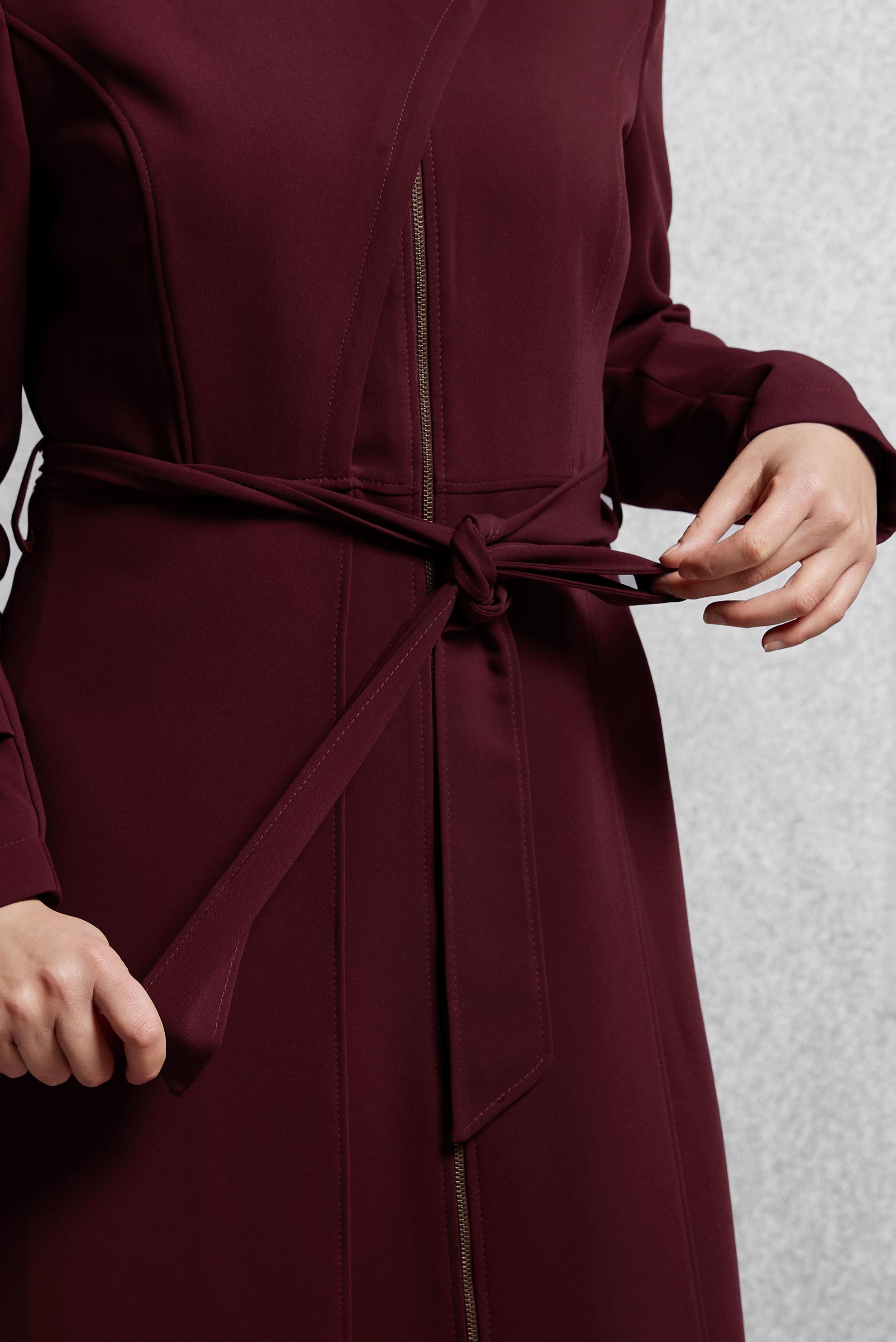 Vêtements hijab ROUGE BORDEAUX COUCHE DE FINITION CEINTURÉE 1360