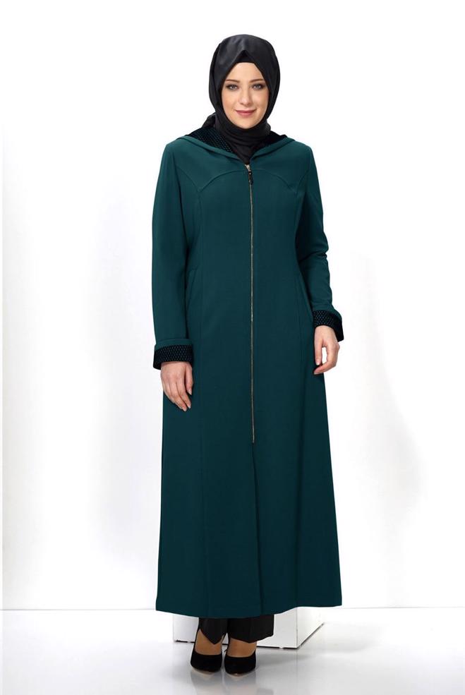 Vêtements hijab BLEU PARDESSUS À CAPUCHE 1370 - ALVİNA