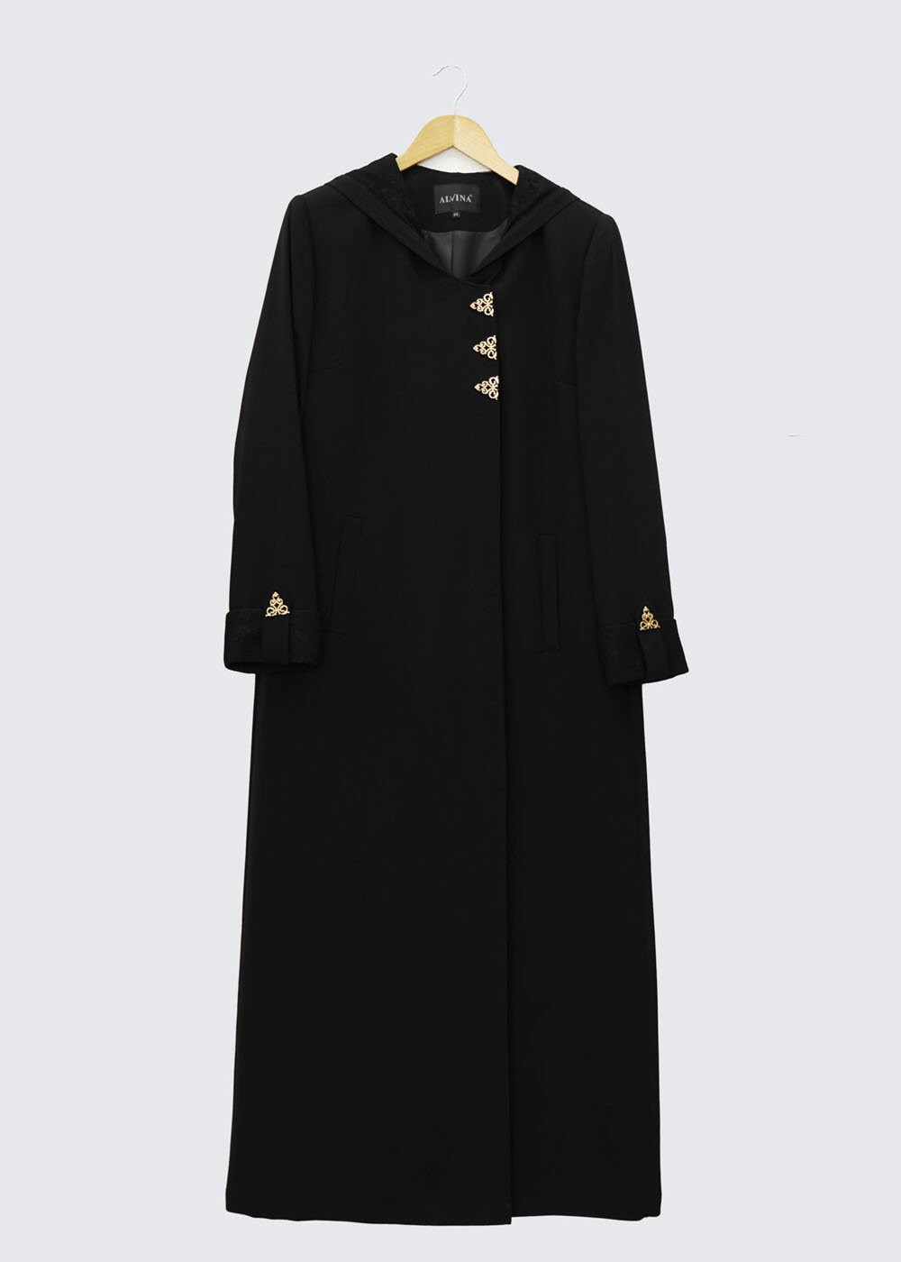 Vêtements hijab NOIR PARDESSUS À CAPUCHE GRANDE TAILLE 1371