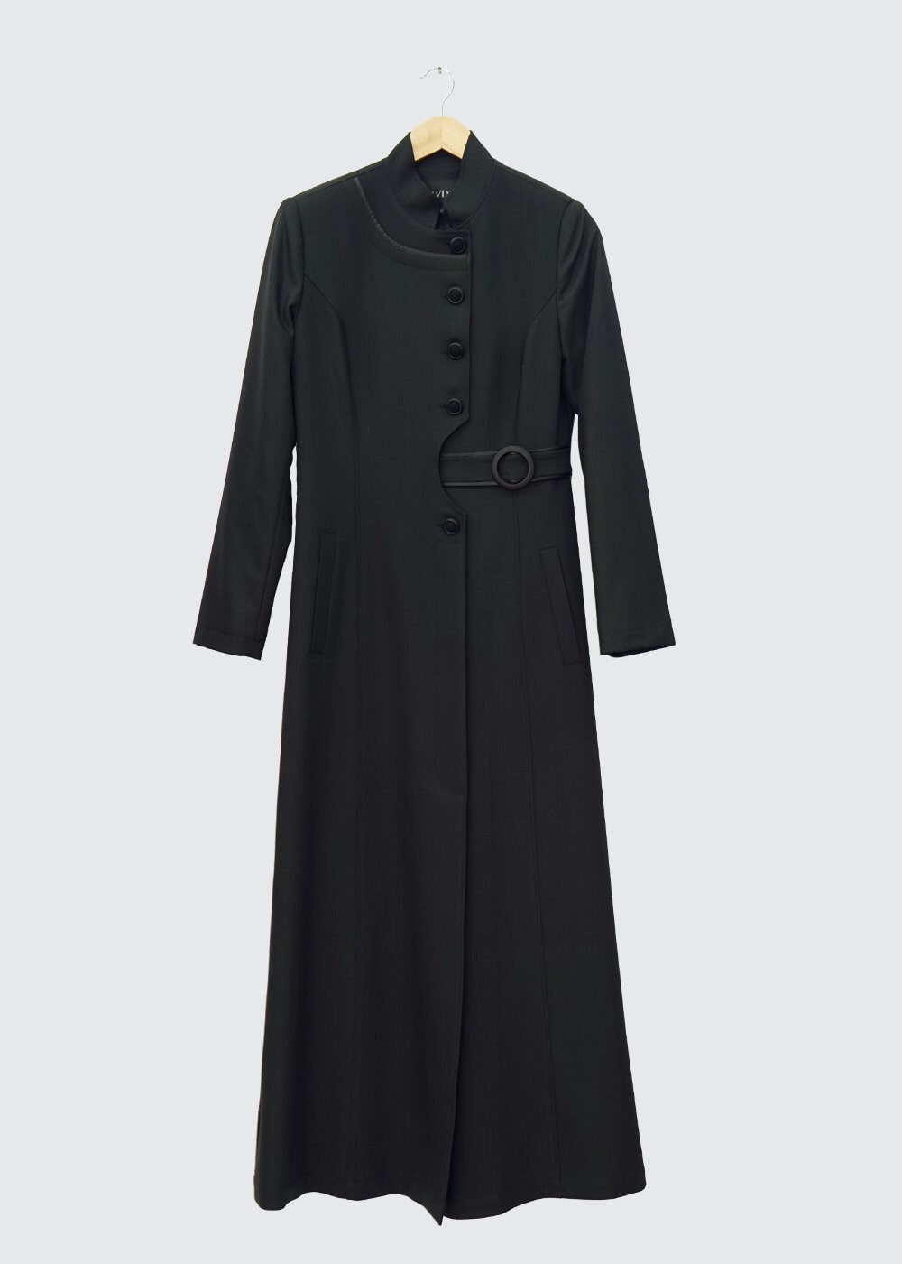 Tesettür giyim SİYAH DİK YAKA PARDESÜ 1379