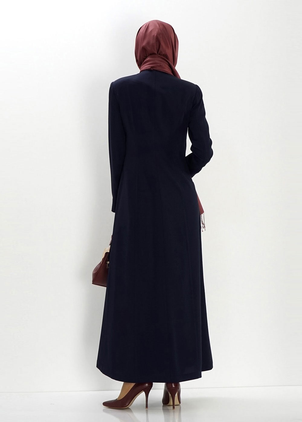 Tesettür giyim LACİVERT KUŞAKLI PARDESÜ 1382
