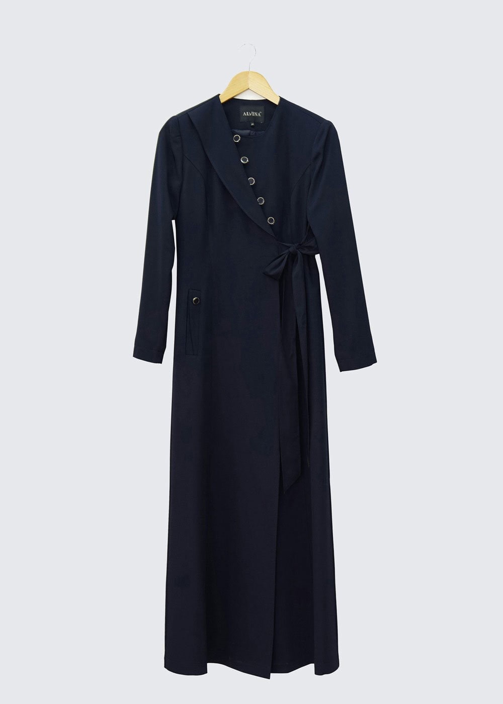 Tesettür giyim LACİVERT KUŞAKLI PARDESÜ 1382