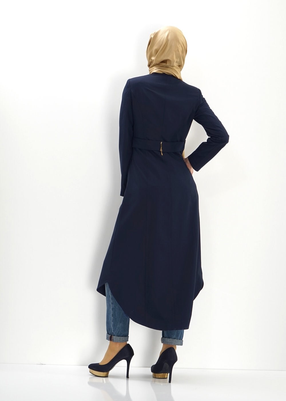 Tesettür giyim LACİVERT FERMUARLI PARDESÜ 1391