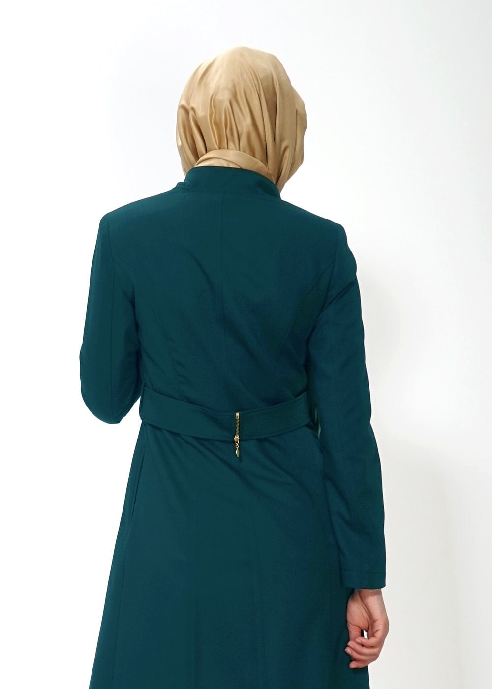 Tesettür giyim MAVİ FERMUARLI PARDESÜ 1391