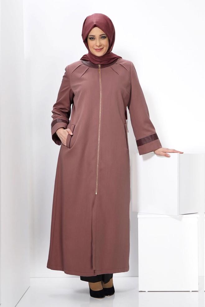 Vêtements hijab POUDRE PARDESSUS ZIPPÉ 1399  - ALVİNA