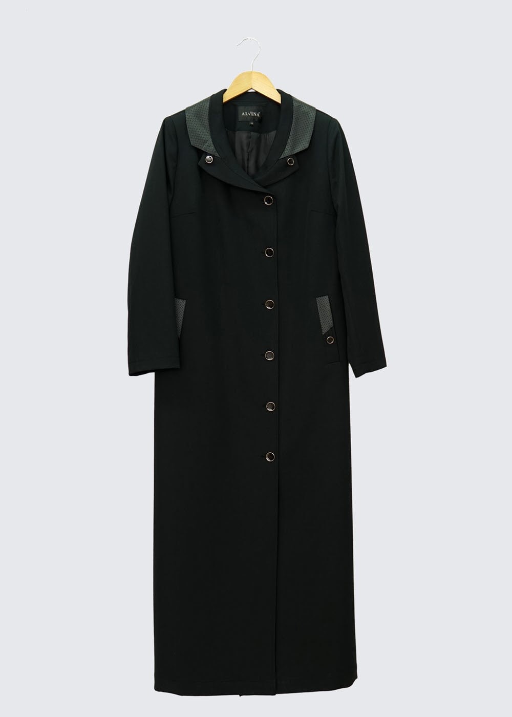 Hijab clothing BLACK BUTTONED TOPCOAT 1415 