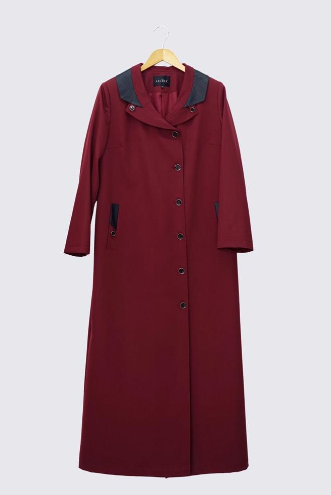 Vêtements hijab ROUGE BORDEAUX PARDESSUS BOUTONNÉ 1415  - ALVİNA