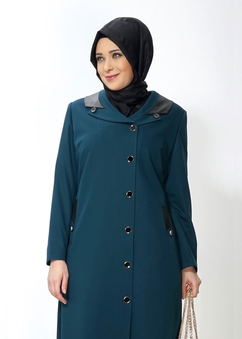 Vêtements hijab BLEU PARDESSUS BOUTONNÉ 1415 