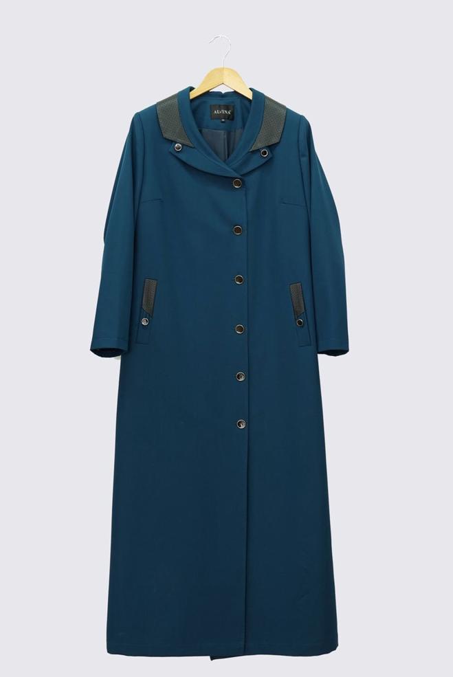 Vêtements hijab BLEU PARDESSUS BOUTONNÉ 1415  - ALVİNA